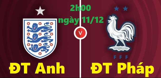 Bóng đá World Cup 2022: Anh vs Pháp, TỨ KẾT, 2h00 ngày 11/12/2022