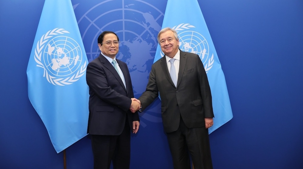 Thủ tướng Phạm Minh Chính gặp Tổng Thư ký Liên hợp quốc