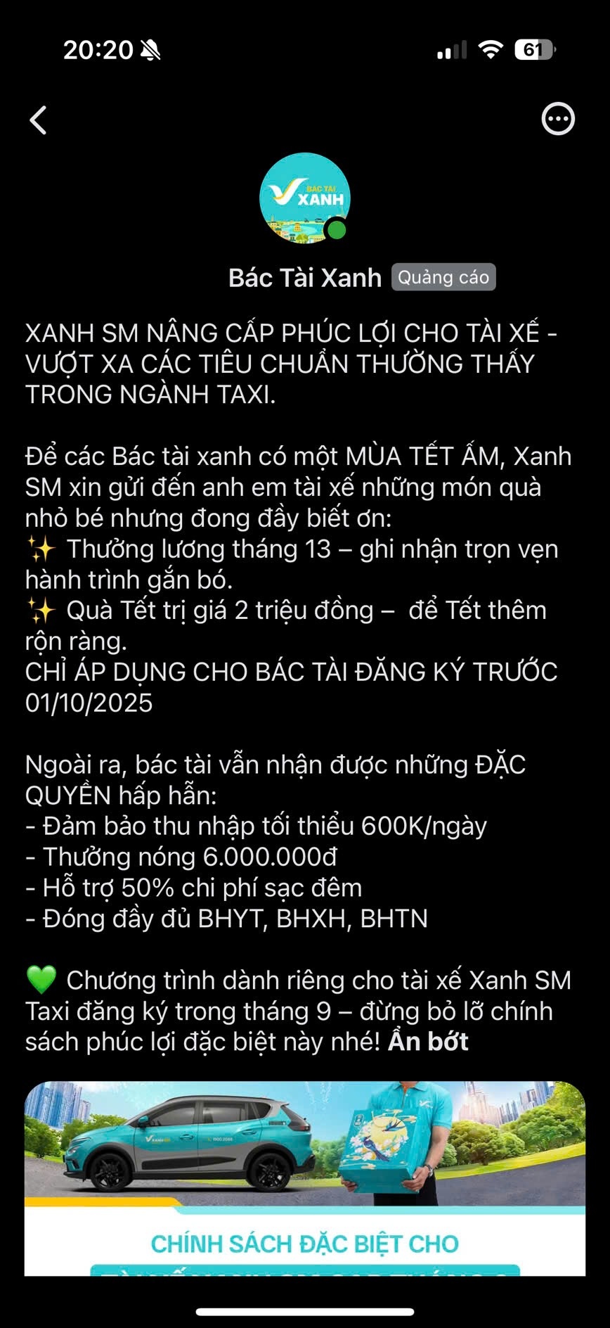 Xanh SM tuyển dụng tài xế quy mô lớn: Tặng quà Tết 2 triệu, lương tháng 13 với phúc lợi 'khủng' chưa từng có